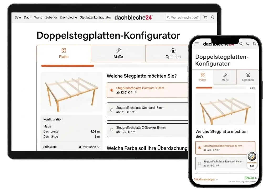 Doppelstegplatten Konfigurator dachbleche24