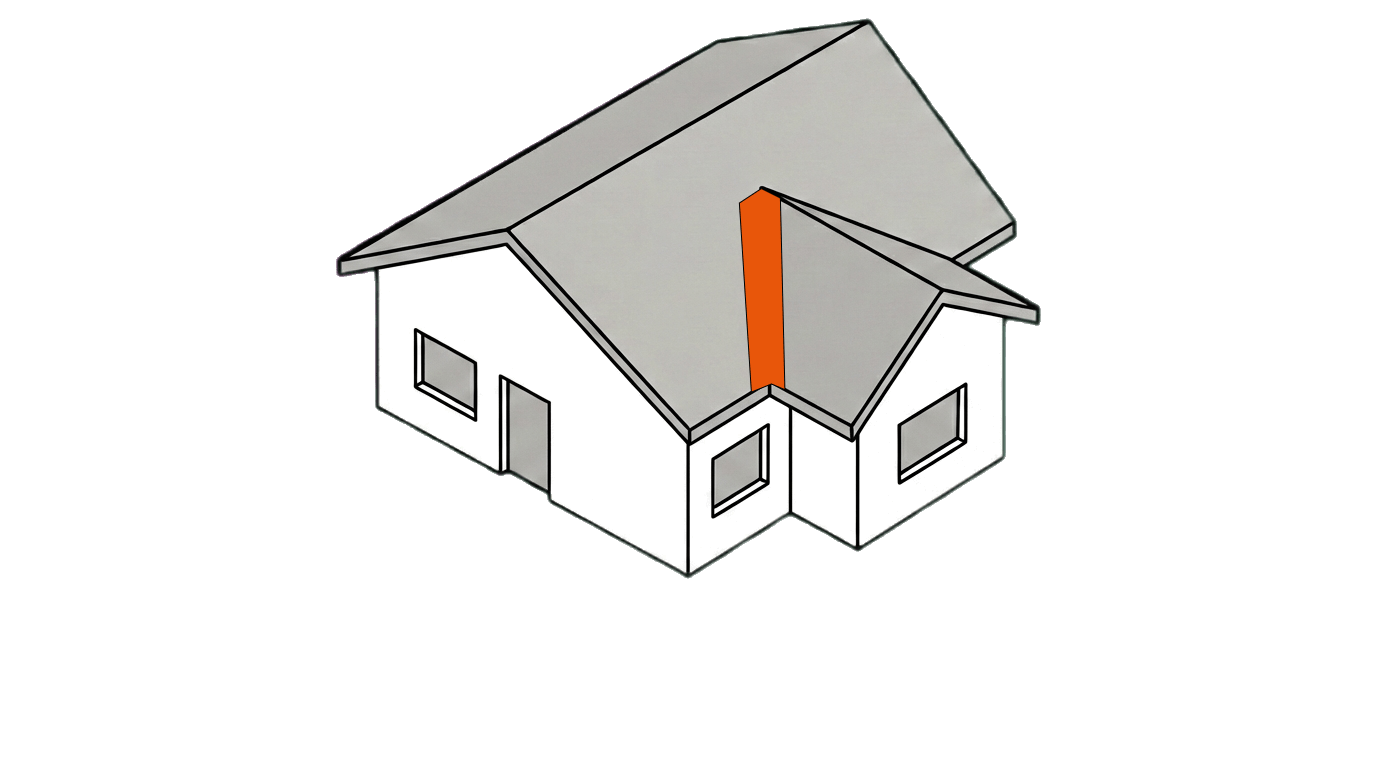 Skizze eines Hauses mit Markierung Kehlblech