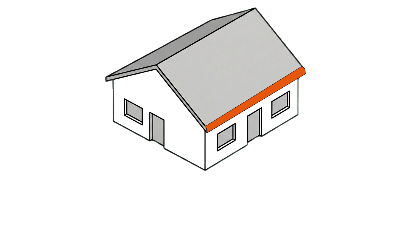 Skizze eines Hauses mit Markierung des Traufbleches