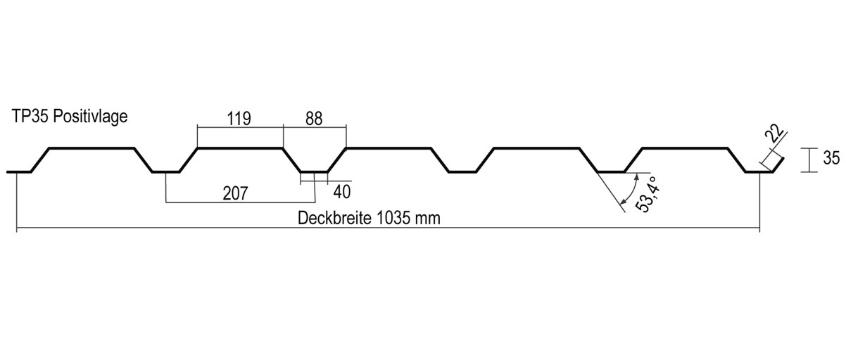 Wandprofil WP35 Querschnittzeichnung