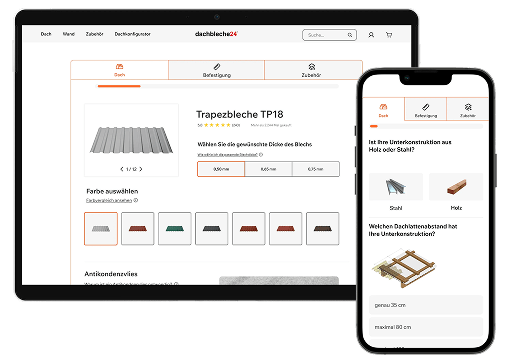 Der Dachkonfigurator auf Desktop und Mobil