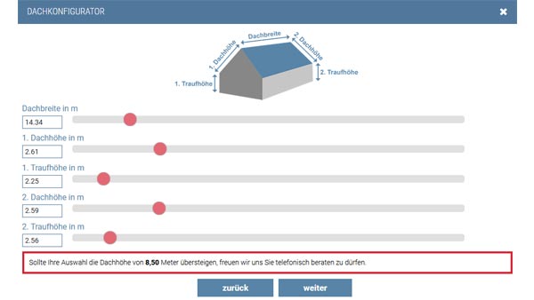Dachkonfigurator Interface