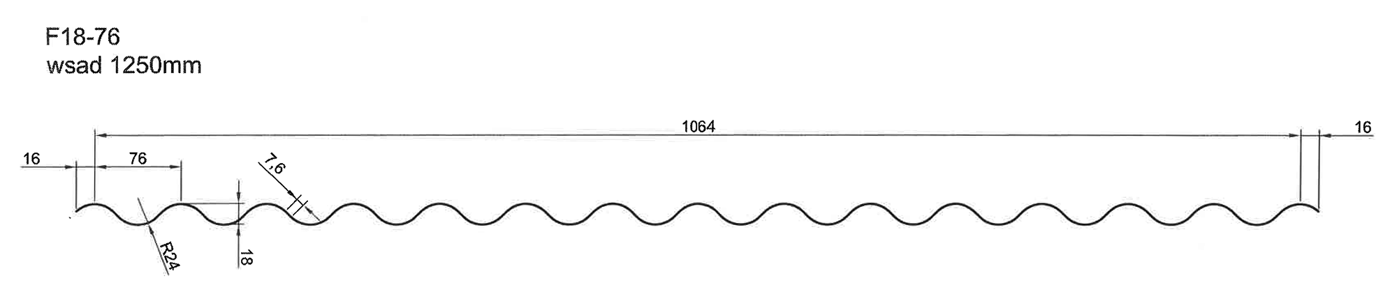 Sinuswelle S18 Querschnittzeichnung