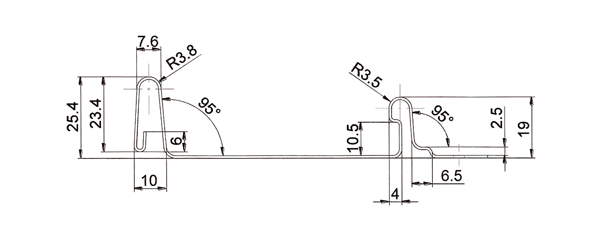 Dachblech Stehfalz Nailstrip 25 Querschnittzeichnung