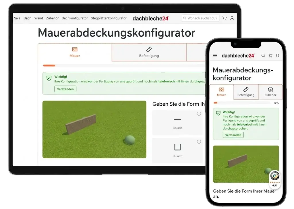 Mauerabdeckungskonfigurator dachbleche24