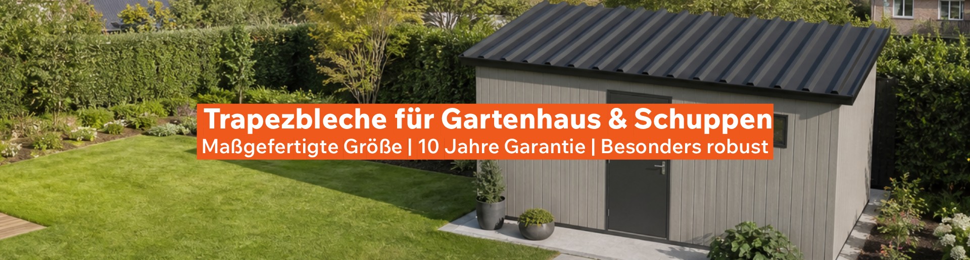 Trapezblech-Dach in Anthrazit auf Gartenhaus und Schuppen
