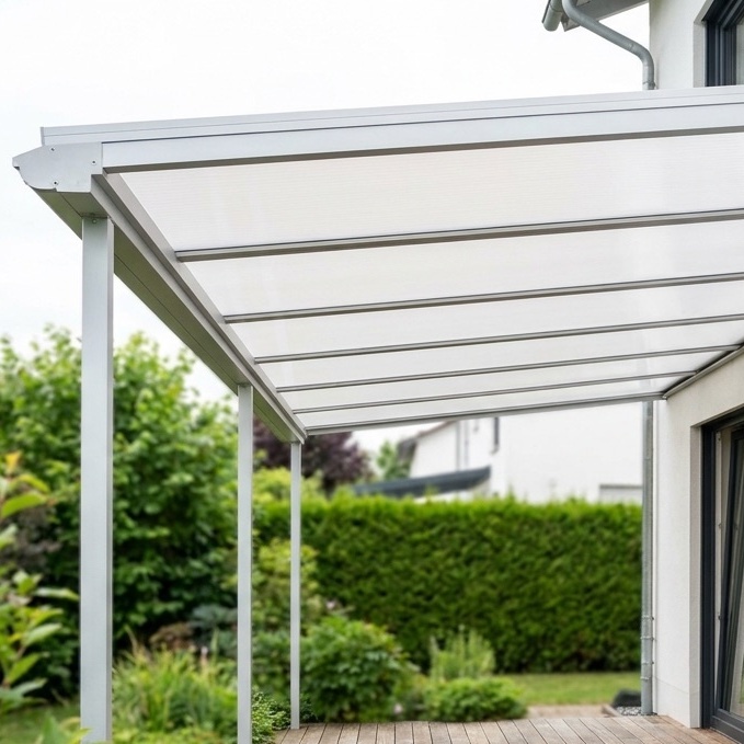 Terrassenüberdachung mit opalen Stegplatten